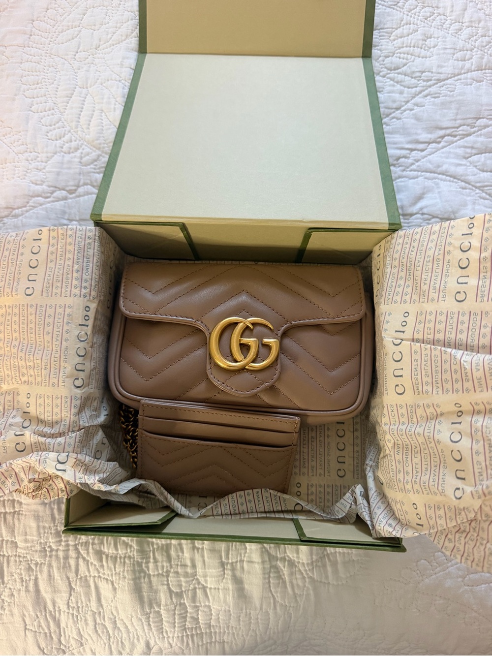 Gucci brown GG Marmont Matelassé Leather Crossbody with Gold Hardware